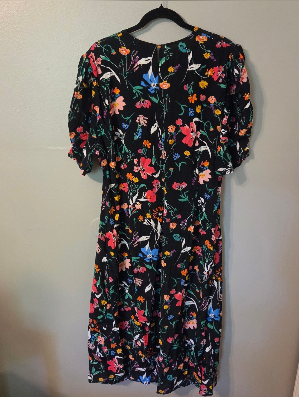 A New Day Womens Plus Size Black Puff Sleeve Floral Ruched Midi Dress. Sz 2X - Picture 5 of 10